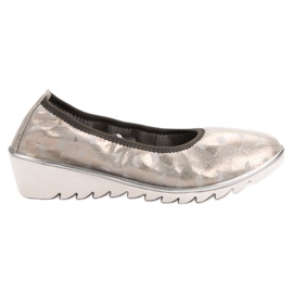 Filippo Ballerina in pelle con zeppa beige d'oro