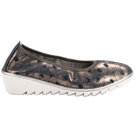 Filippo Ballerina in pelle con zeppa blu giallo