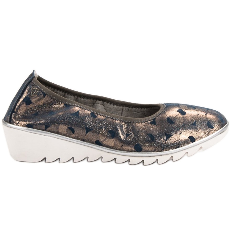 Filippo Ballerina in pelle con zeppa blu giallo