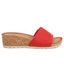 Ciabatte con zeppa in sughero rosse 3527-12 Rosse rosso