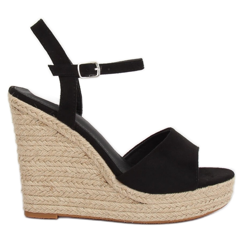 Espadrillas nere su zeppe LL-190 Black nero