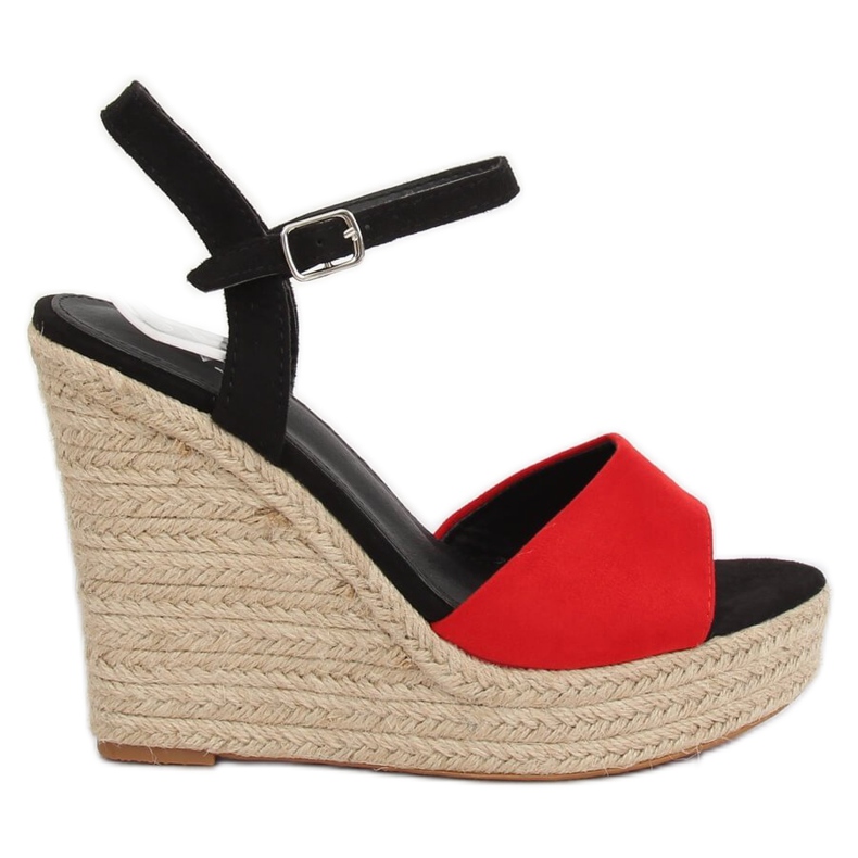 Espadrillas rosse su zeppe, rosse LL-190 Red rosso