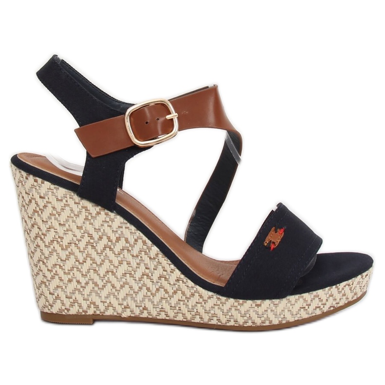 Sandali con zeppa BL-360 Navy marrone blu navy
