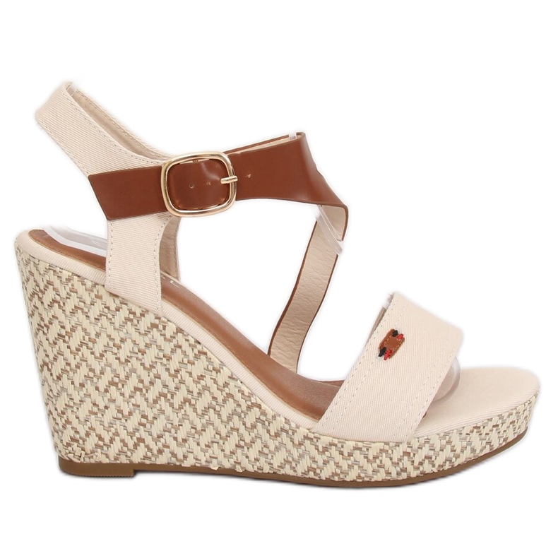 Sandali su una zeppa beige BL-360 Beige