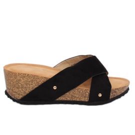 Nero G1560 Pantofole nere con zeppa