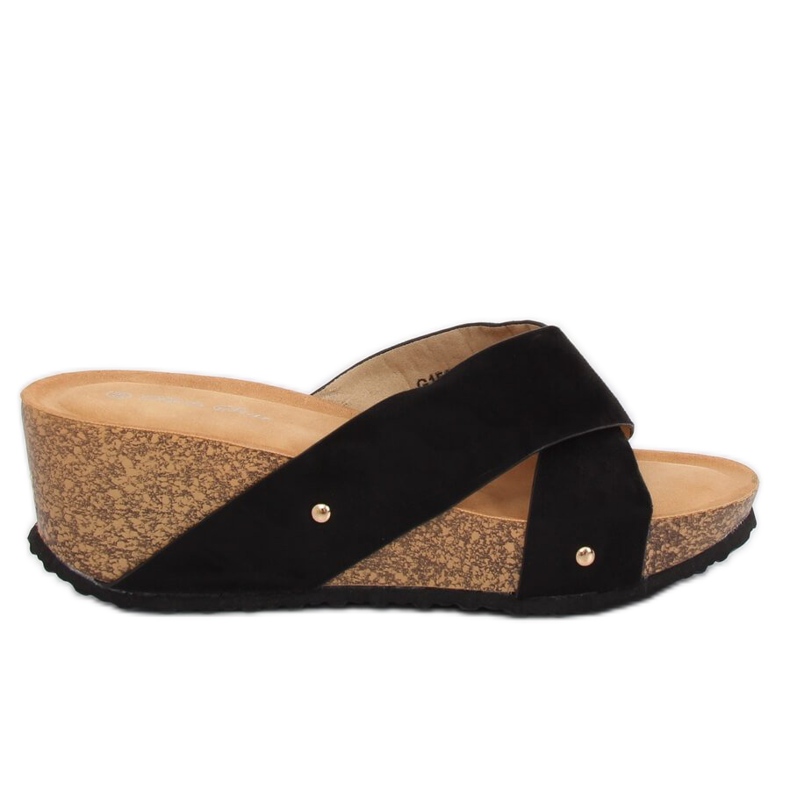Nero G1560 Pantofole nere con zeppa