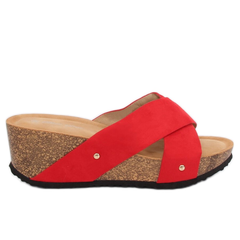 Red G1560 Pantofole rosse con zeppa rosso