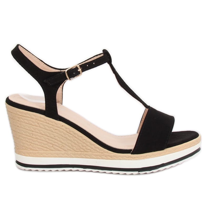 Sandali neri con zeppa H-59 Black nero