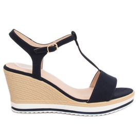 Sandali con zeppa H-59 Blue blu navy
