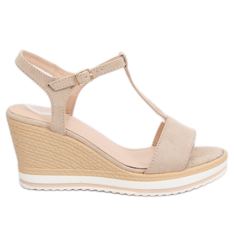 Sandali beige su zeppa H-59 Beige
