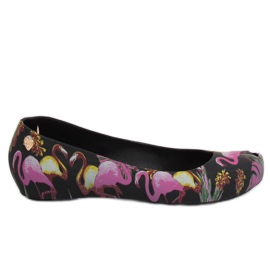 Meliski con fenicotteri nero CK85 Black viola multicolore