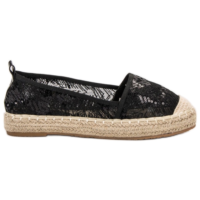 SHELOVET Espadrillas di pizzo nero