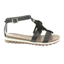 Big Star Boho 274956 Sandali in pelle femminile con frange nero