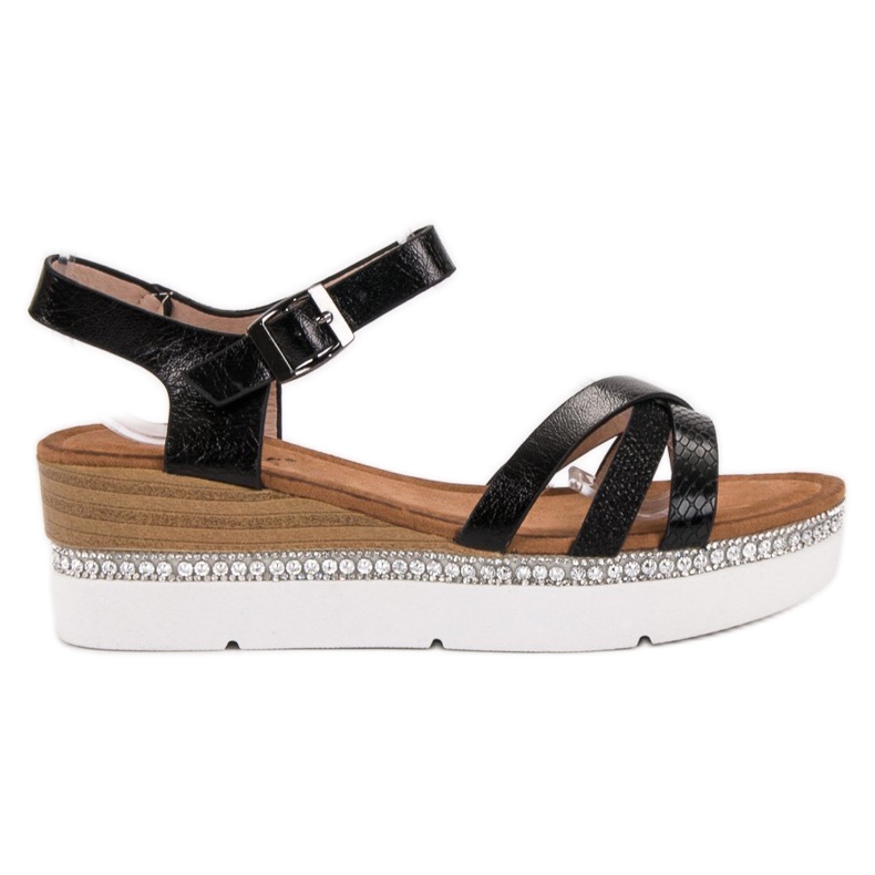 Seastar Sandali alla moda con zirconi cubici nero