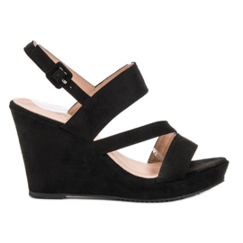 SHELOVET Sandali con zeppa nero