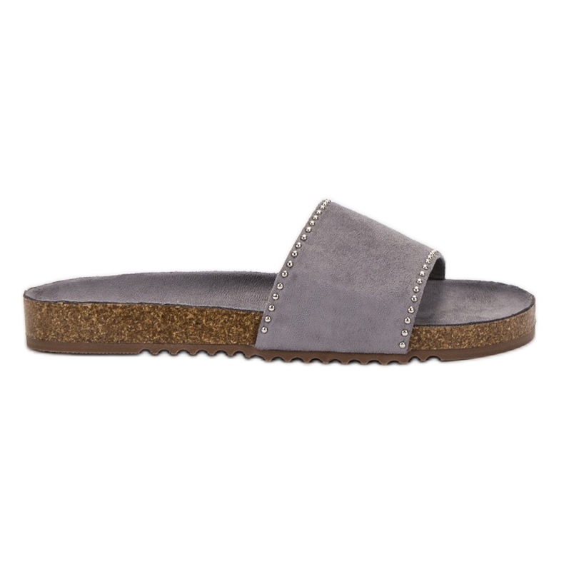 Goodin Pantofole in pelle scamosciata grigio