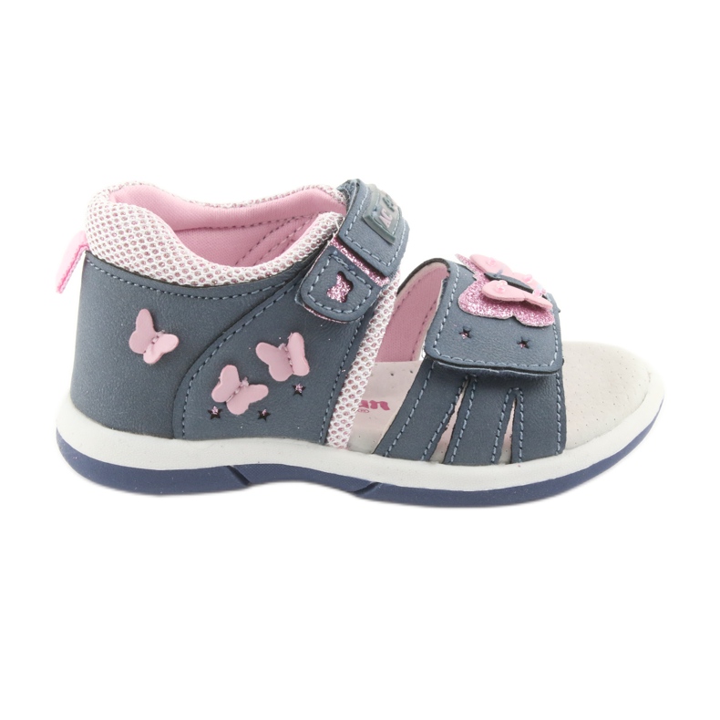 American Club Sandali da bambina farfalla in denim americano DR19 blu rosa