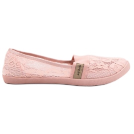 SHELOVET Ballerine in pizzo rosa