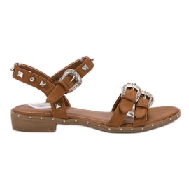 Small Swan Sandali cammello con borchie marrone
