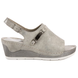 Goodin Comodi sandali con zeppa grigio