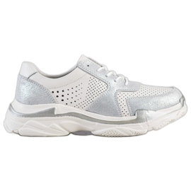 Goodin Sneakers In Pelle Con Glitter bianca