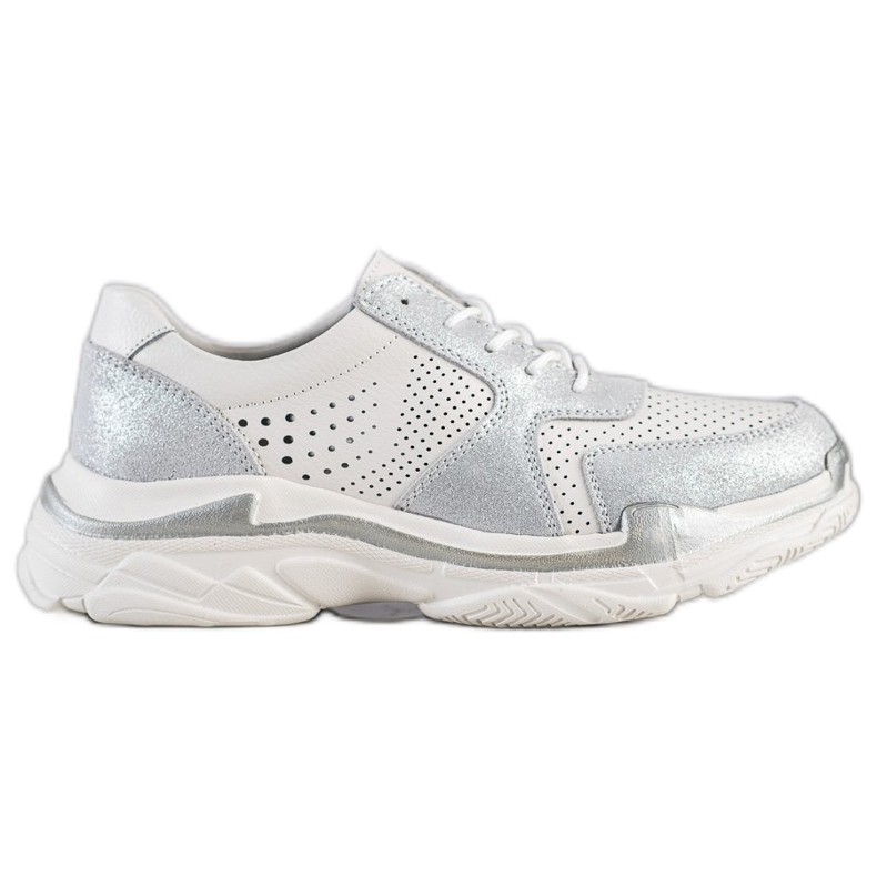 Goodin Sneakers In Pelle Con Glitter bianca