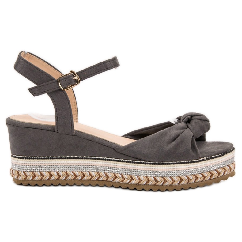 Groto Gogo Sandali con espadrillas in pelle scamosciata grigio