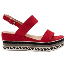 Primavera Sandali con zeppa Boho rosso