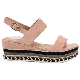 Primavera Sandali con zeppa Boho rosa