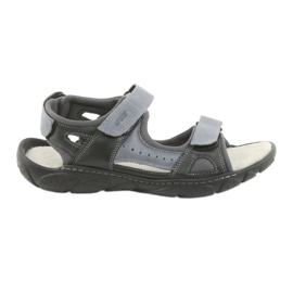 Naszbut Sandali in pelle maschile con velcro 043 nero e grigio