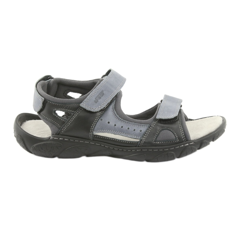 Naszbut Sandali in pelle maschile con velcro 043 nero e grigio