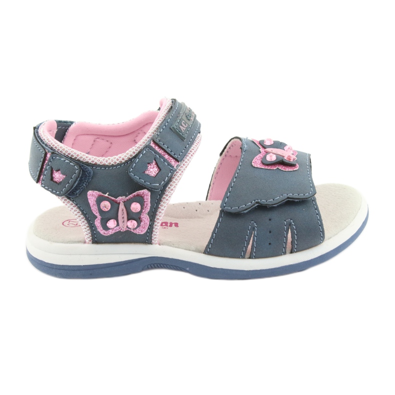 American Club Sandali da bambina farfalla in denim americano DR09 blu rosa