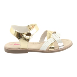 Sandali da bambina metallizzati American Club GC23 bianca grigio giallo