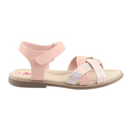 Sandali da bambina metallizzati American Club GC23 rosa