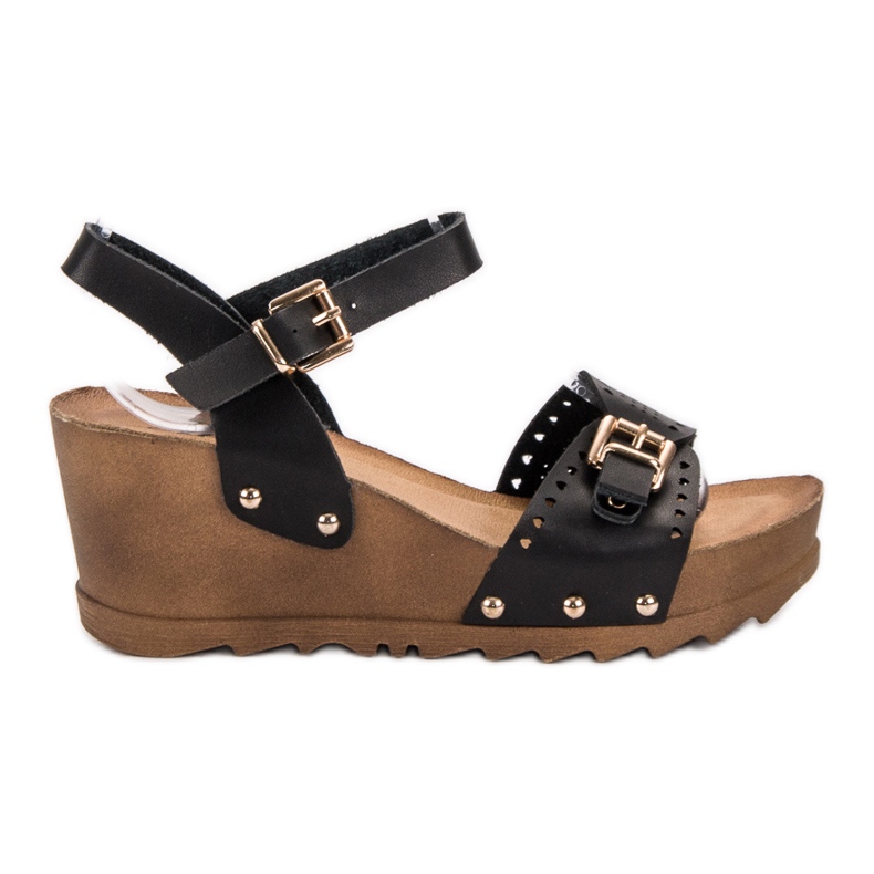 SHELOVET Sandali con zeppa neri nero
