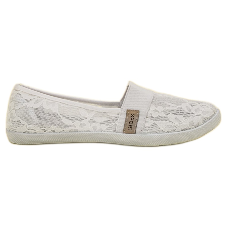 SHELOVET Ballerine in pizzo bianca