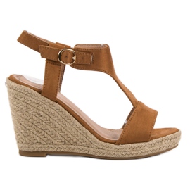 Anesia Paris Sandali con zeppa alla moda marrone