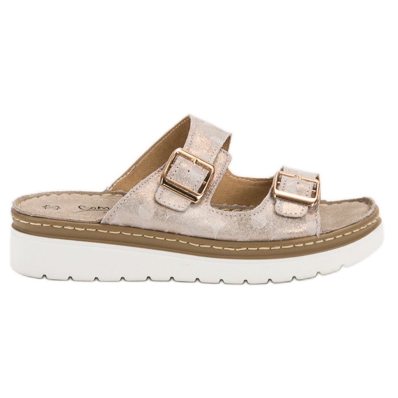 Filippo Comode pantofole in pelle marrone giallo