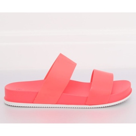 Ciabatte con righe in gomma corallo CK66P Coral rosso