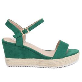 Sandali con zeppa espadrillas verdi LY9109 Verde