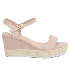 Sandali beige su espadrillas con zeppa LY9109 Beige