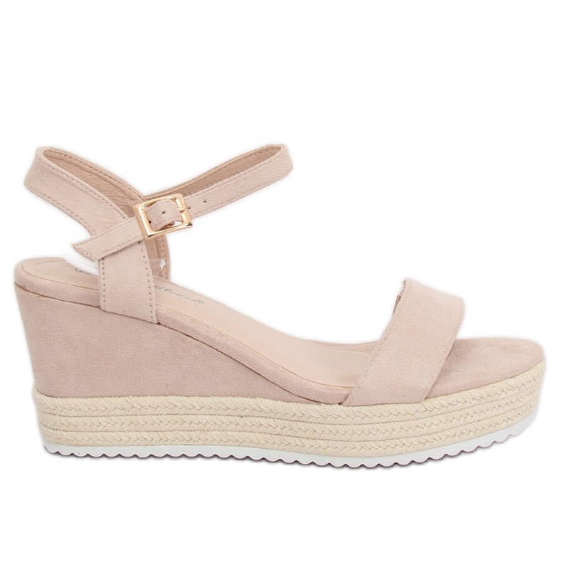 Sandali beige su espadrillas con zeppa LY9109 Beige