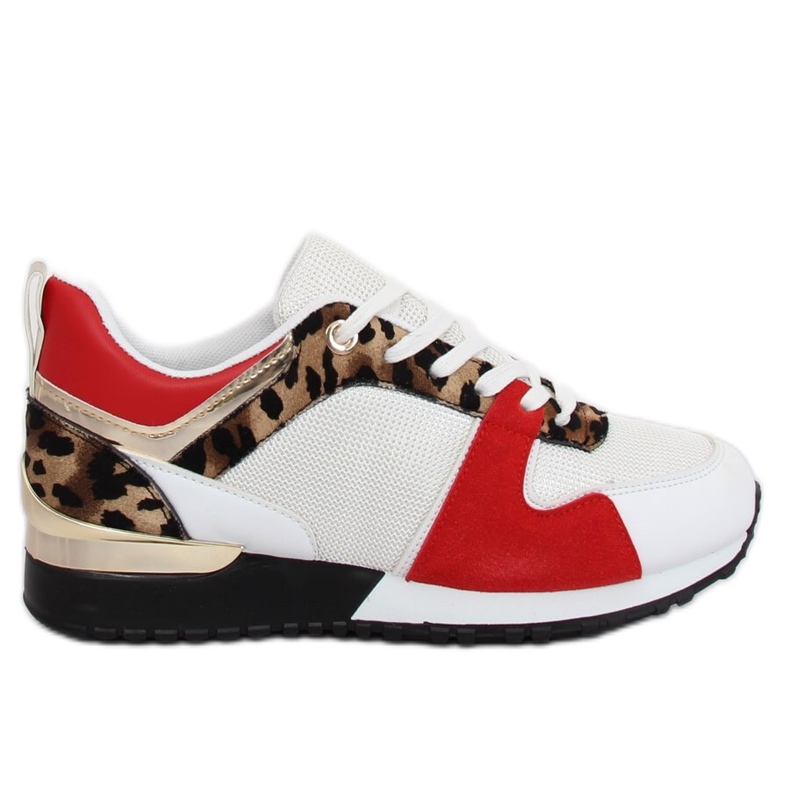 Scarpe sportive bianche B-01 WHITE / LEOPARD bianco nero marrone multicolore