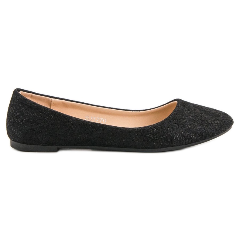 SHELOVET Ballerine In Pizzo Con Glitter nero