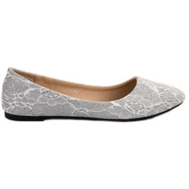 SHELOVET Ballerine In Pizzo Con Glitter grigio
