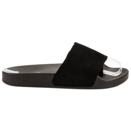 SHELOVET Pantofole sportive in pelle scamosciata nero