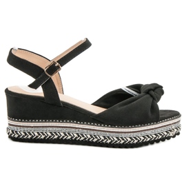 Groto Gogo Sandali con espadrillas in pelle scamosciata nero