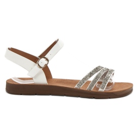 Camo Sandali Bassi Con Cubic Zirconia bianco