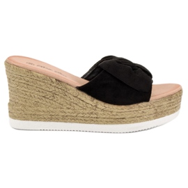 Bello Star Sandali con zeppa in pelle scamosciata nero