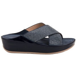 Kylie Sandali con zeppa blu navy